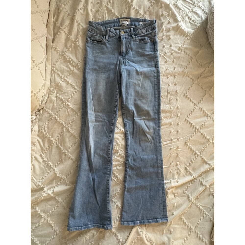 FRAME Le Crop Mini Boot Jeans Size 26 Light Wash Stretch Crop Flare